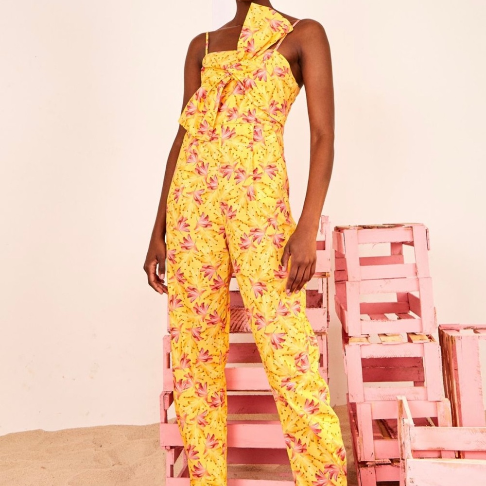 FARM Rio Banana Sunshine bow Top Jumpsuit XL NWT